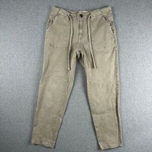 BKE Womens Cargo Pants Tan Utility Drawstring Waist Size 29 Casual Beach Relaxed
